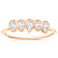 1/2 cttw Pear Lab Grown Diamond 5 Stone Engagement Ring in 14K Rose Gold For Women