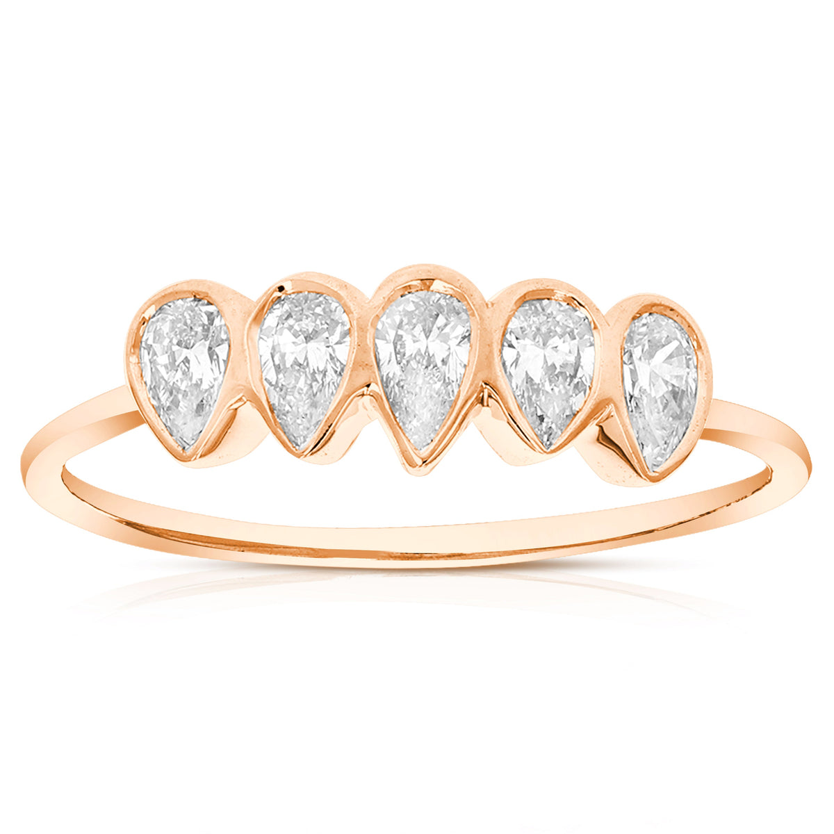 1/2 cttw Pear Lab Grown Diamond 5 Stone Engagement Ring in 14K Rose Gold For Women