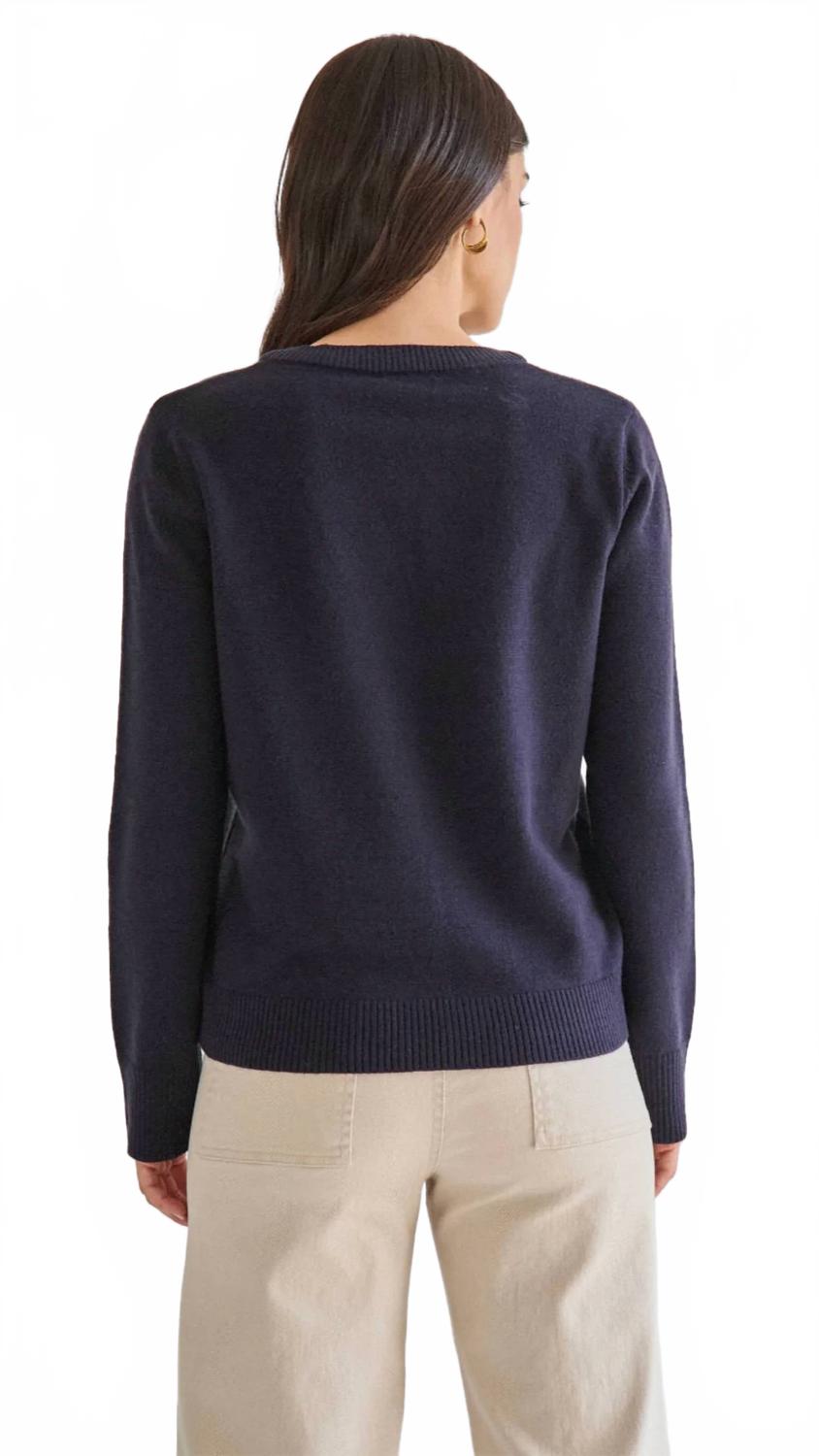 Layered Look Sweater In Navy