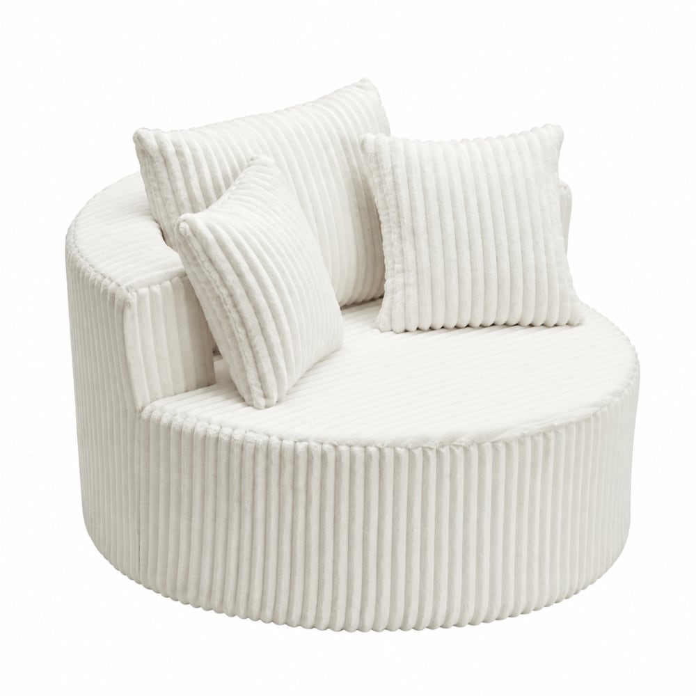 GOODSILO Oversized Round Swivel Accent Chair with Plush Upholstery and Matching Throw Pillows