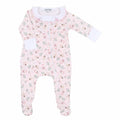 Kid's Sweet Christmas Ruffle Footie In Pink