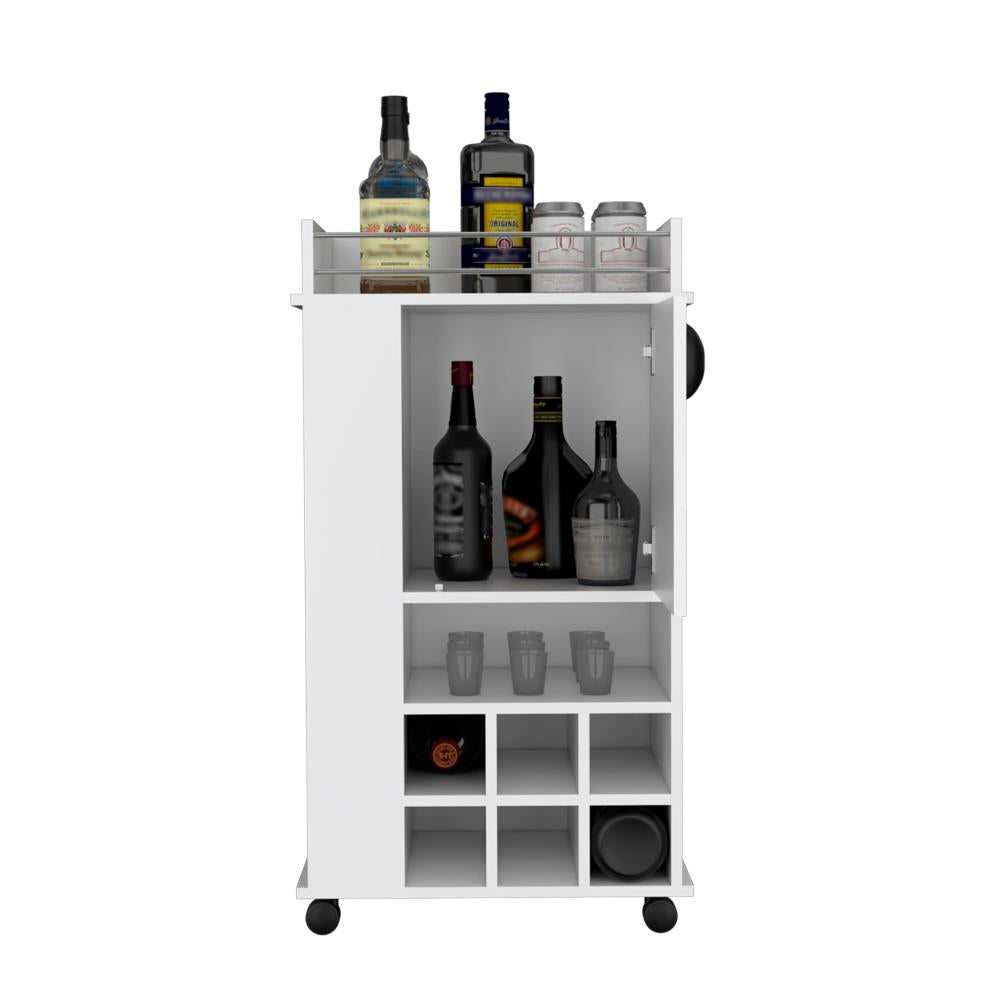 Bar Cart with Wine Bottle Compartments