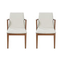 Set of 2 Stylish Dining Room Armchairs with Padded Seats and Sturdy Rubberwood Frames