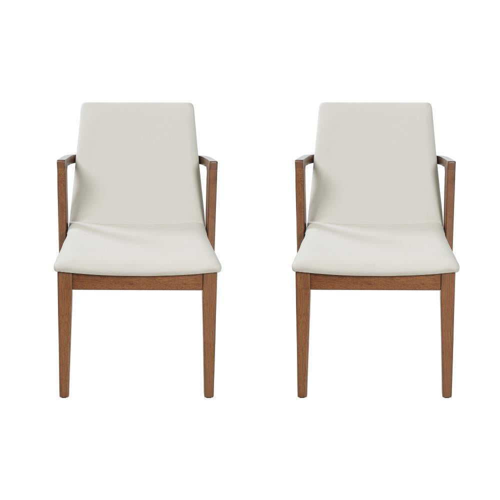 Set of 2 Stylish Dining Room Armchairs with Padded Seats and Sturdy Rubberwood Frames