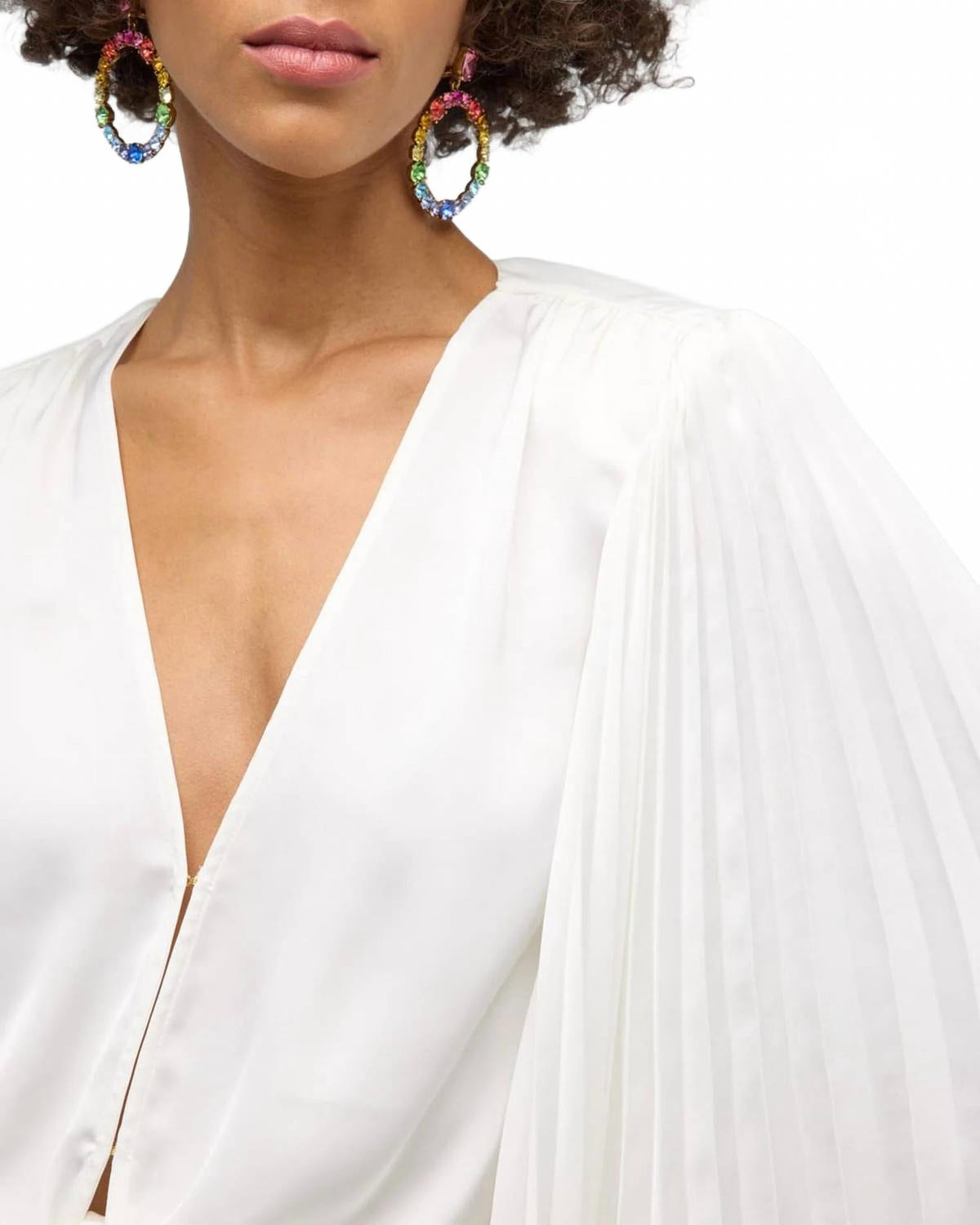 Salma Pleated Sleeves Blouse In Ivory