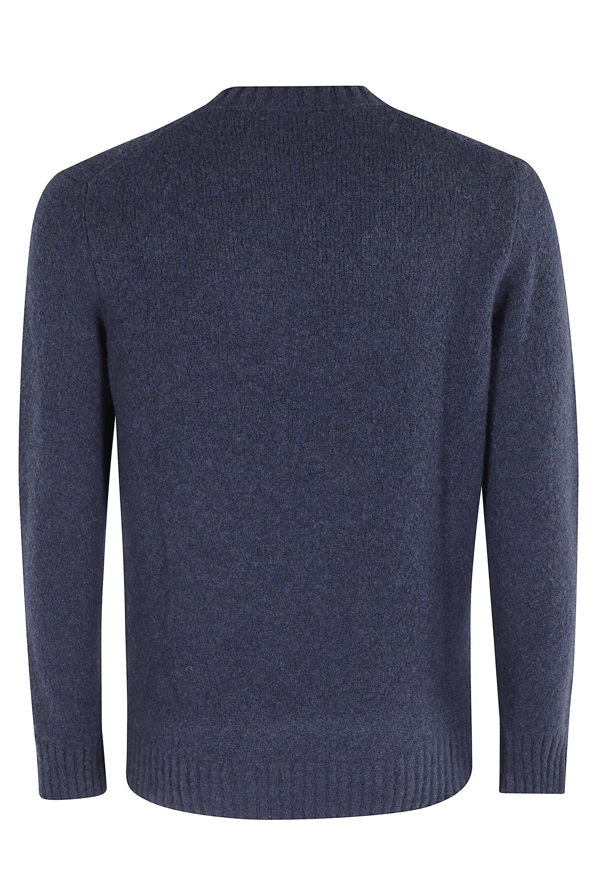 Blue Crewneck Cashmere-Blend Knit Sweater