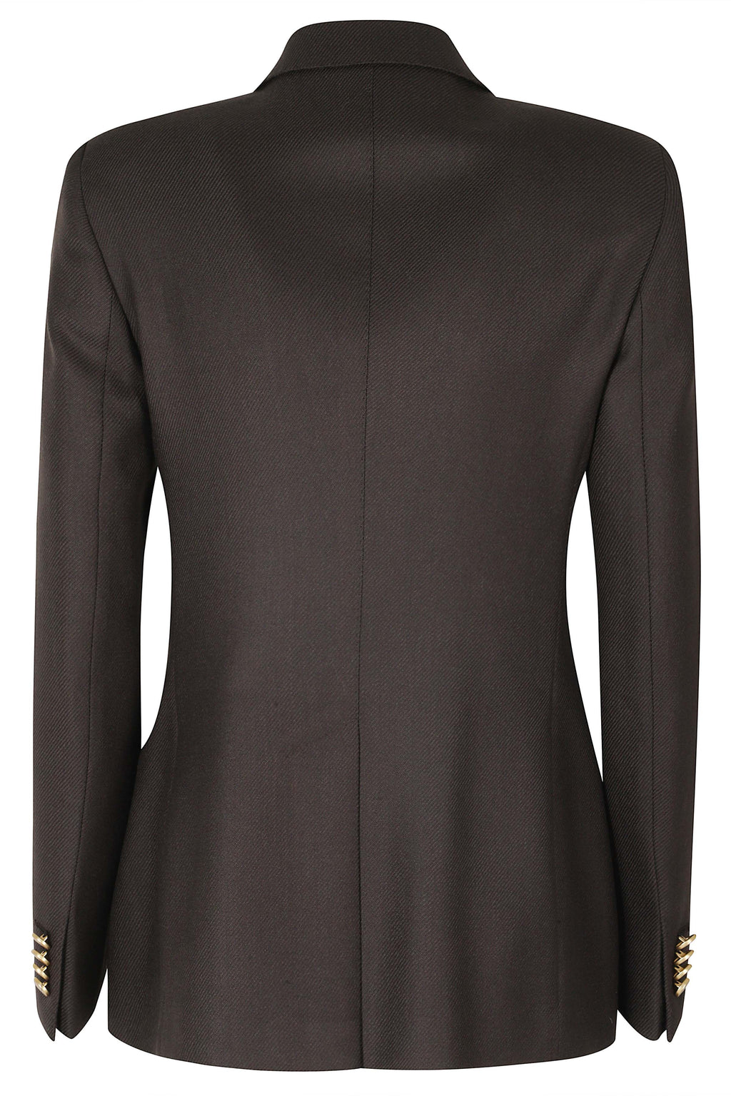 Dark Brown Wool-Silk-Linen Double-Breasted Jacket