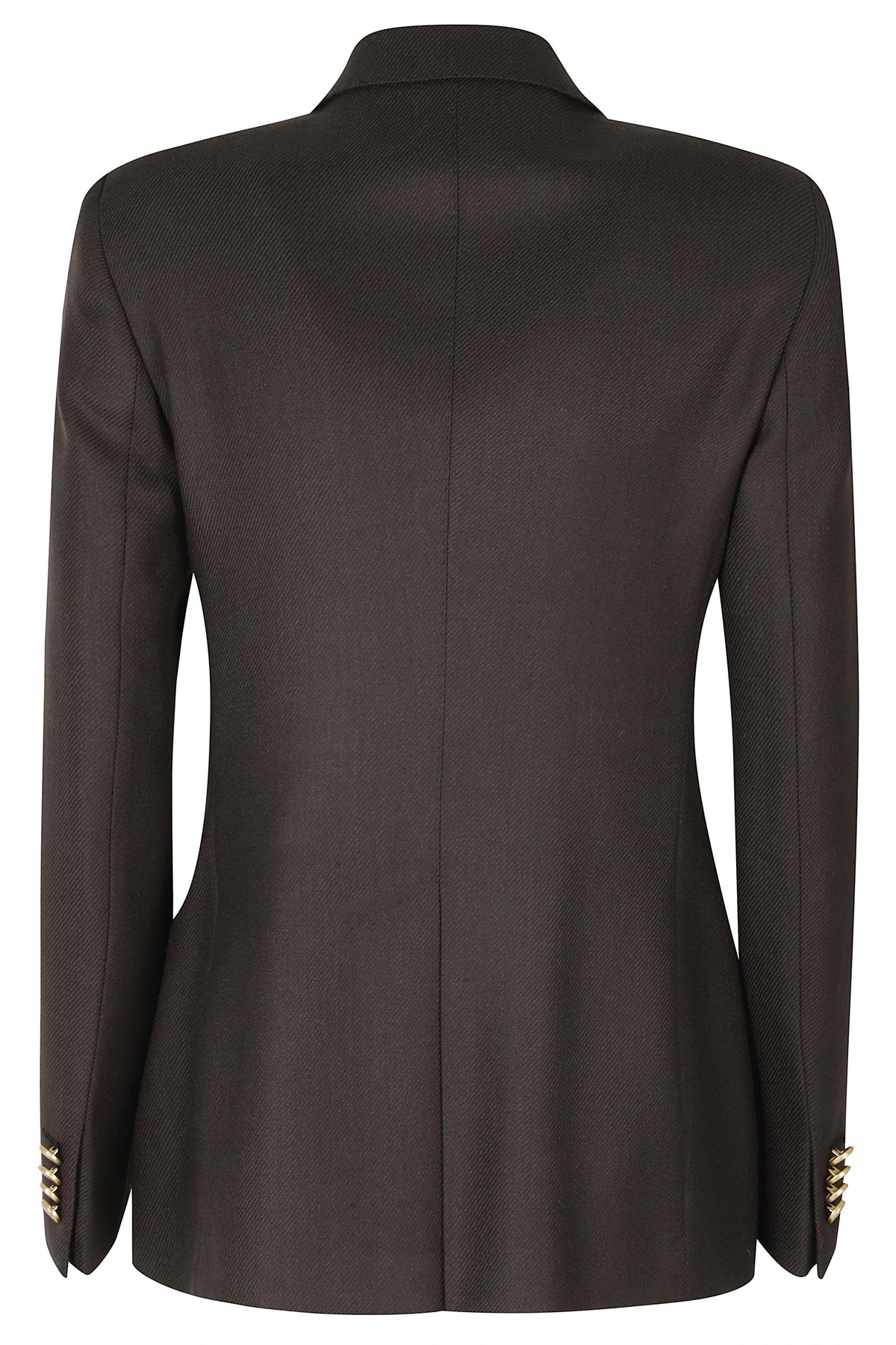 Dark Brown Wool-Silk-Linen Double-Breasted Jacket
