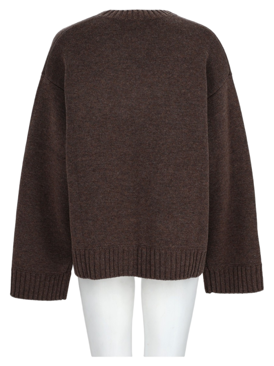 Relaxed Fit Cream Knit Wool Sweater