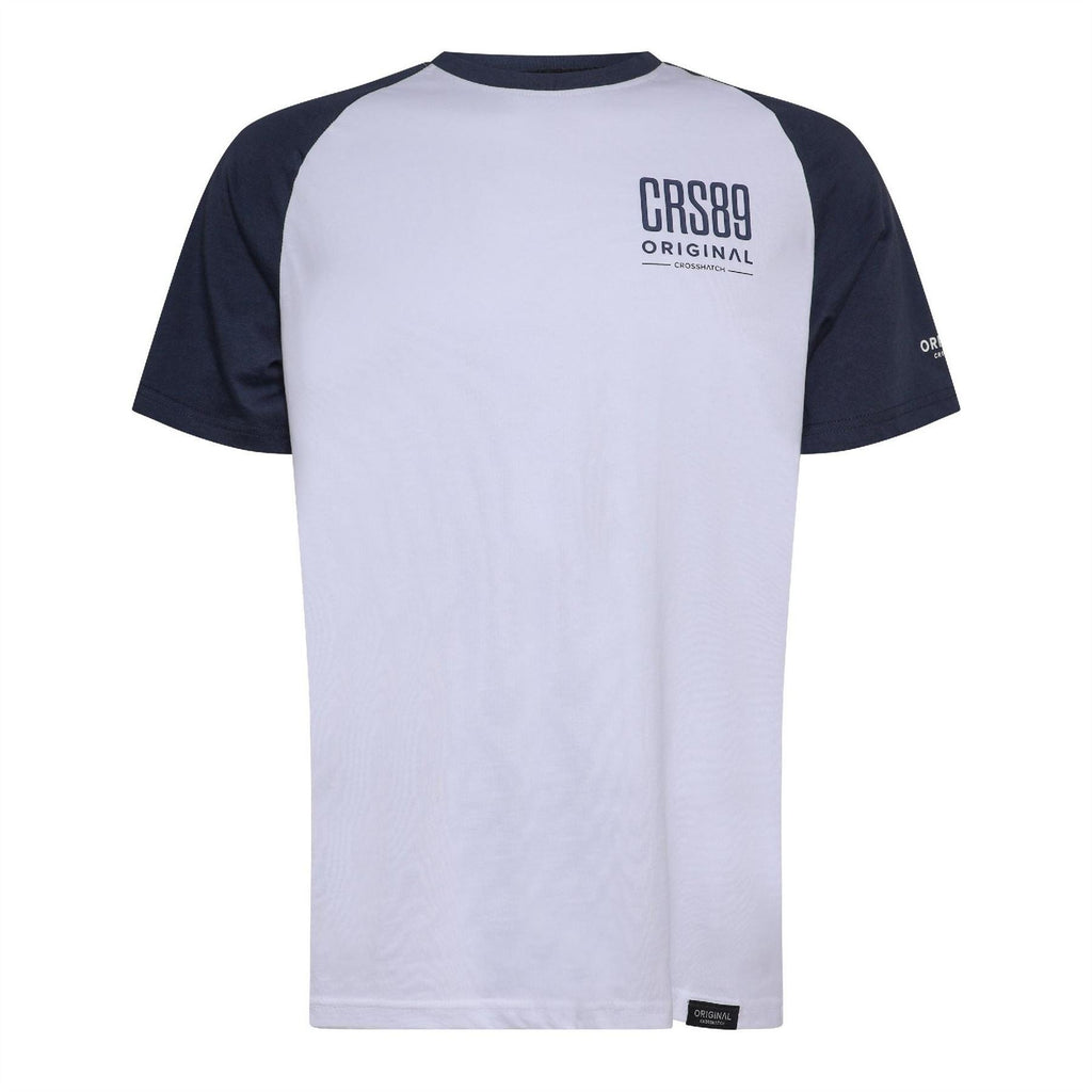 Crosshatch Bretsby Printed Logo Crew Neck Raglan Sleeve Baseball T-Shirt