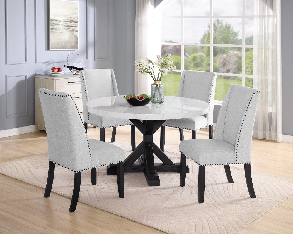Upholstered Wingback Side Chairs with Decorative Trim
