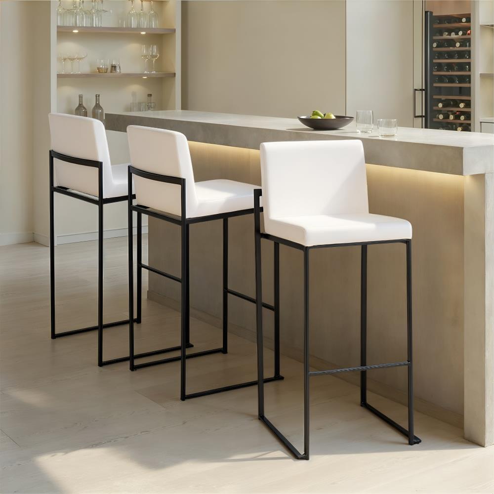 Contemporary Velvet Barstools with High Padded Backrests
