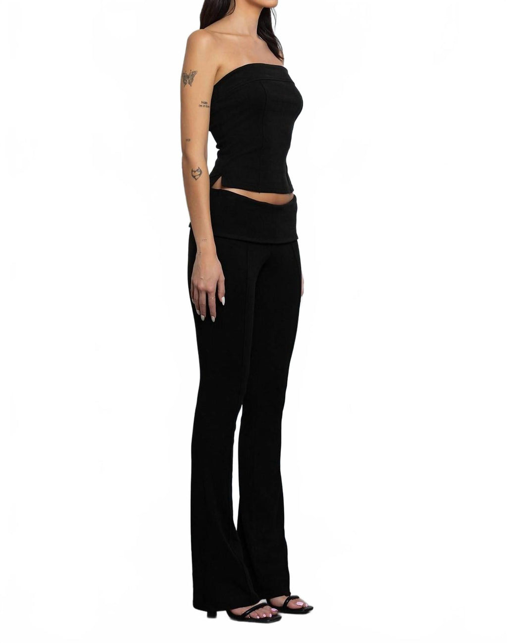 Jersey Tube Top & Pant Set In Black