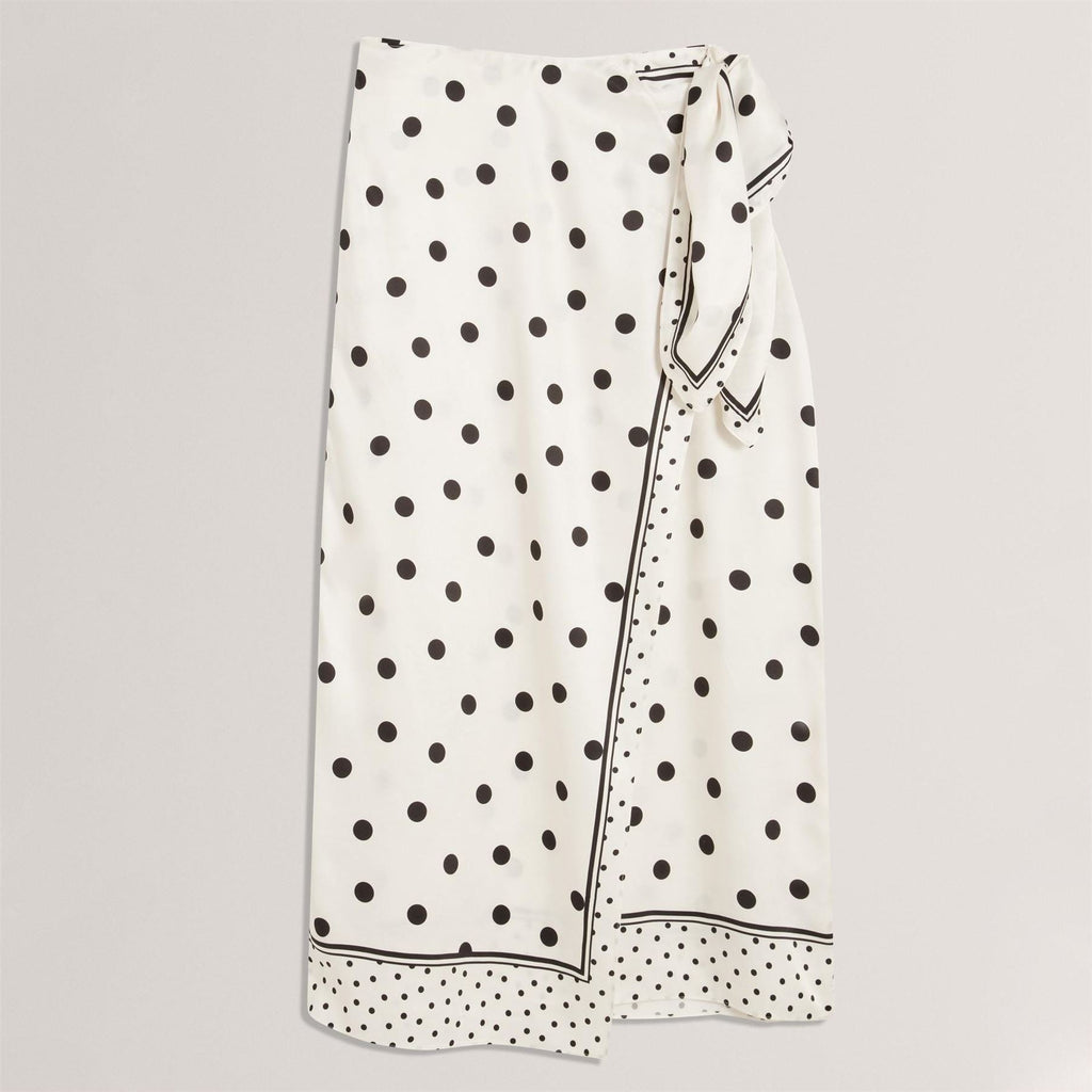 Ted Baker Polka Dot Knot Detail Midi Skirt