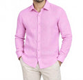 Men's Linen Button Down Shirt In Pink