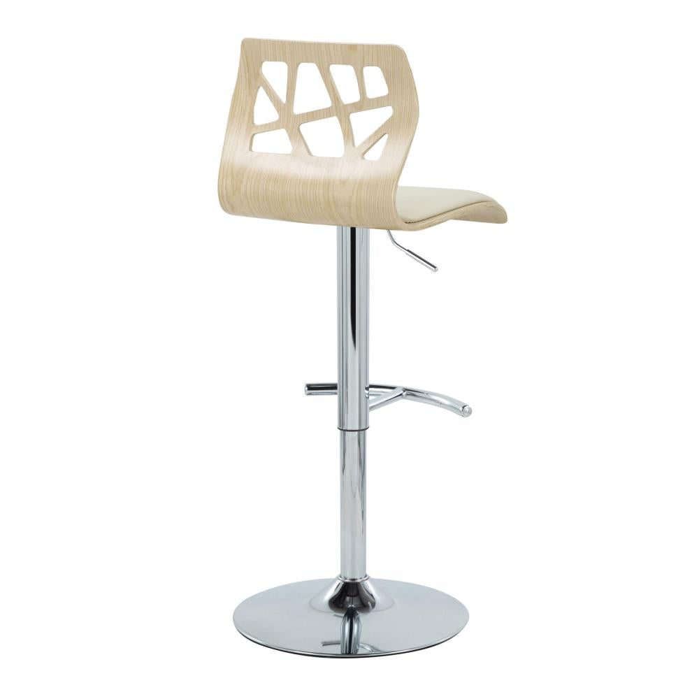 Set of 2 Contemporary Adjustable Barstools with Swivel Seats and Chrome Metal Frames