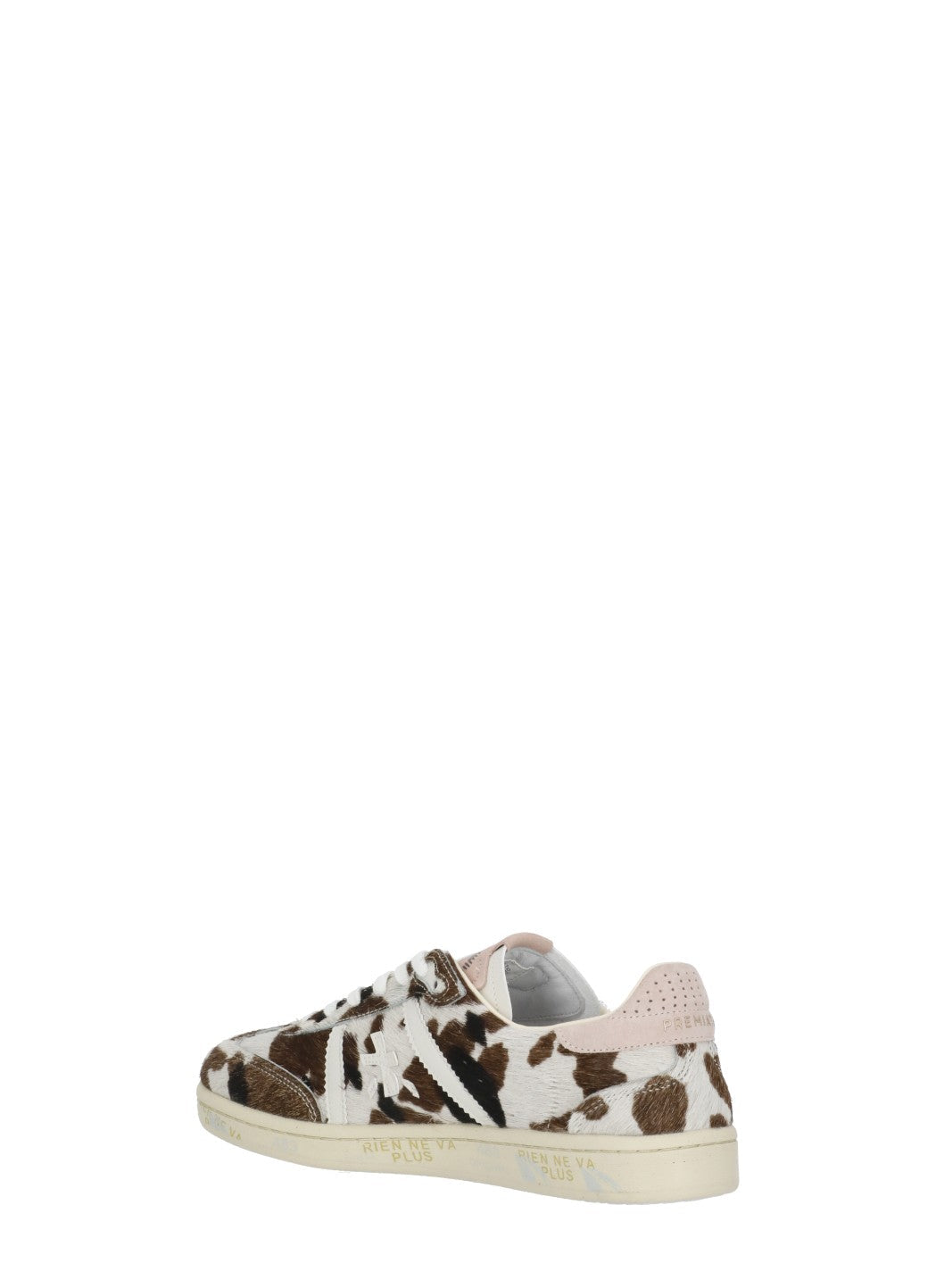 Ivory Bonnied 8577 Cowhide Design Leather Low-Top Sneakers