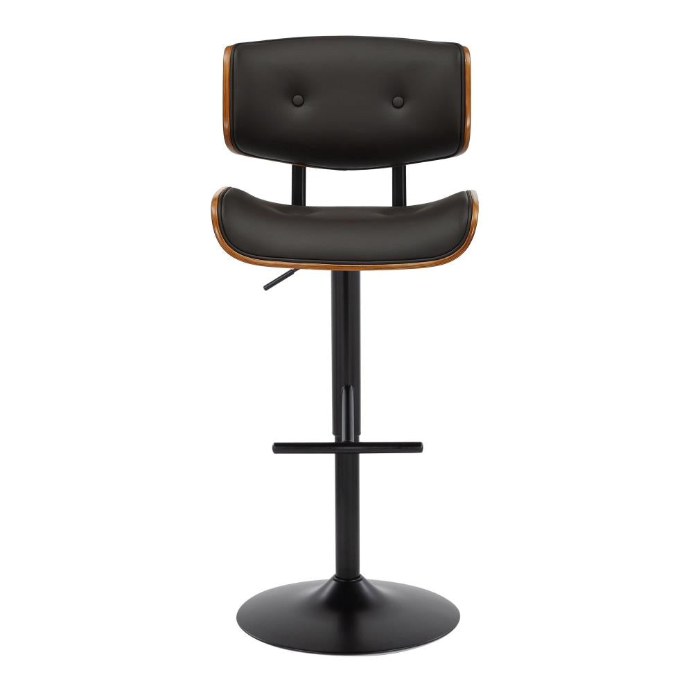 Set of 2 Contemporary Bar Stools with Rotating Seats and Upholstered Backrests
