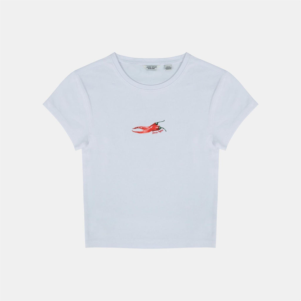 Jack Wills Graphic Cotton Short Sleeve Crew Neck Print Crop Top