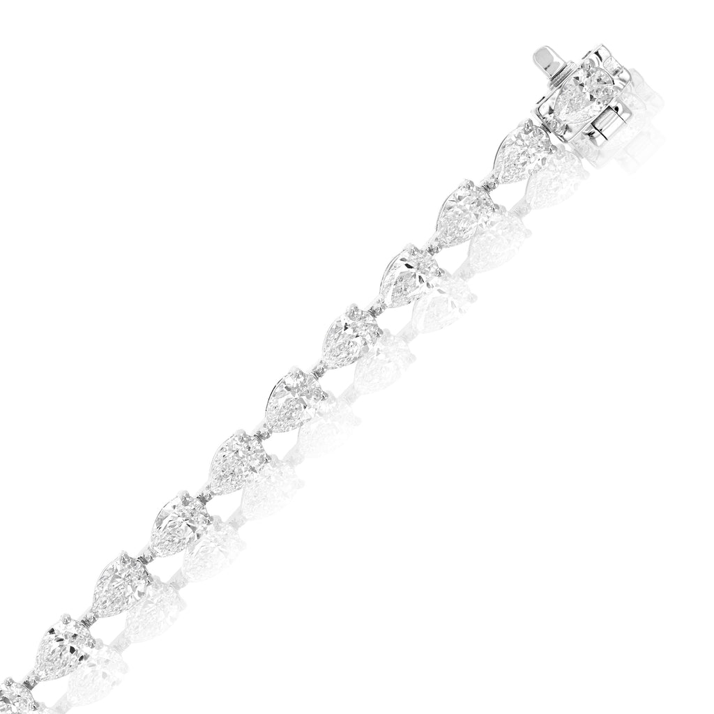 5 cttw Pear Lab Grown Diamond Tennis Bracelet in 14K Gold 7 Inch For Women
