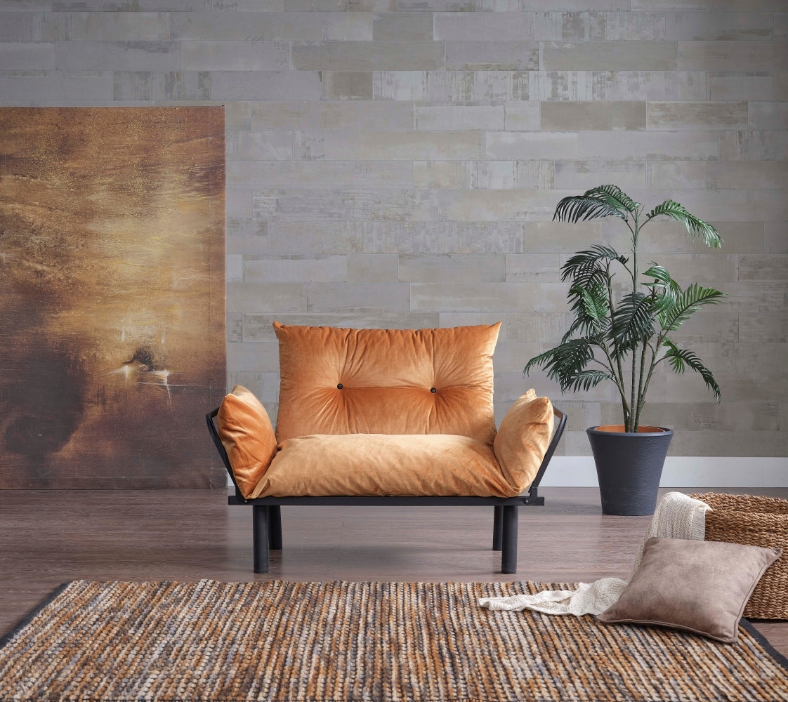 Compact Metal Frame Futon Loveseat