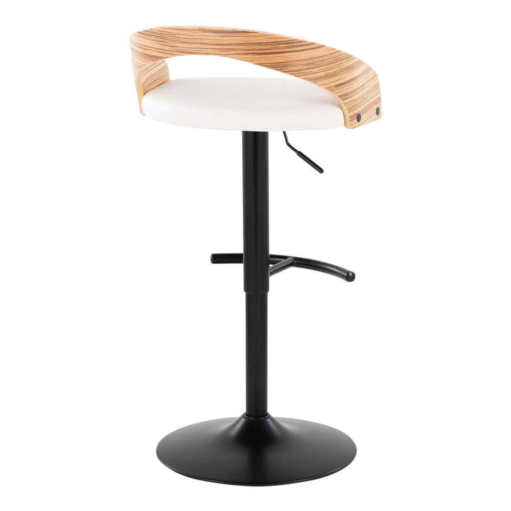 Modern Adjustable Bar Chairs with Decorative Wood Details and Sturdy Metal Bases