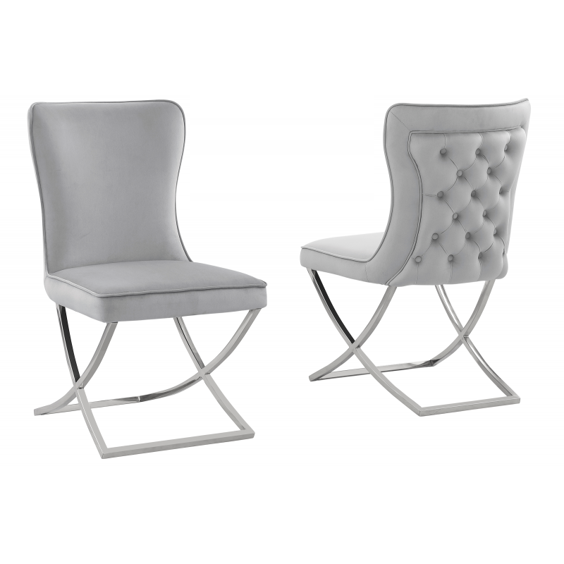 Set of 2 Velvet Tufted Dining Chairs