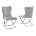 Set of 2 Velvet Tufted Dining Chairs