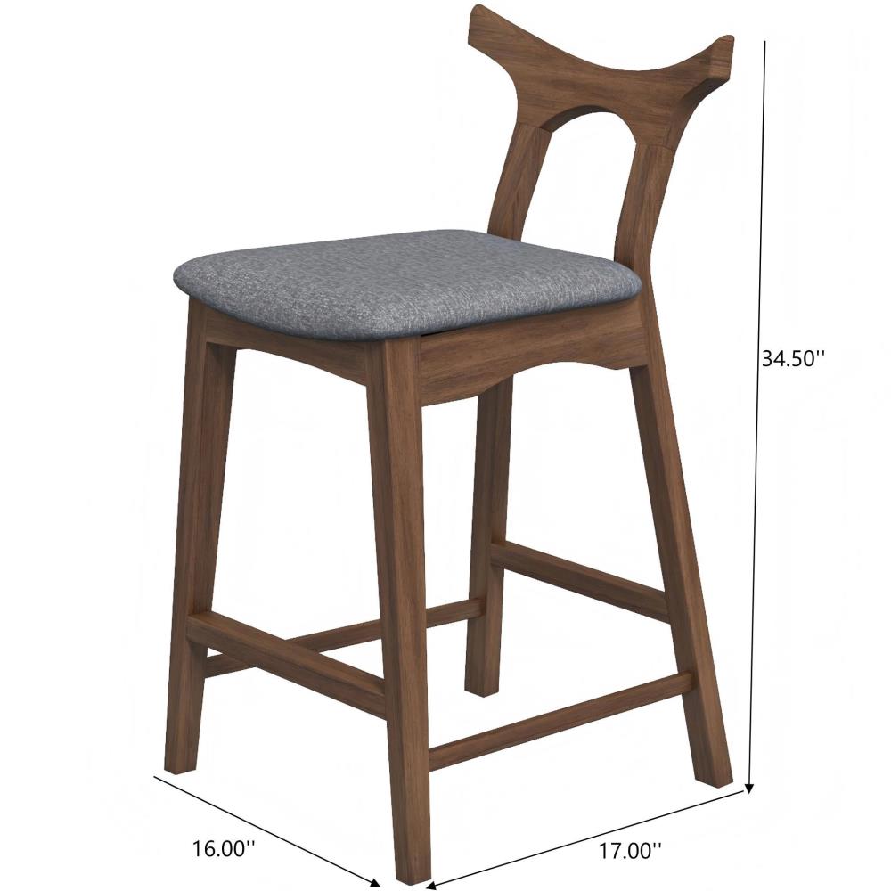 Solid Rubberwood Bar Stools with Diagonal Dowel Back