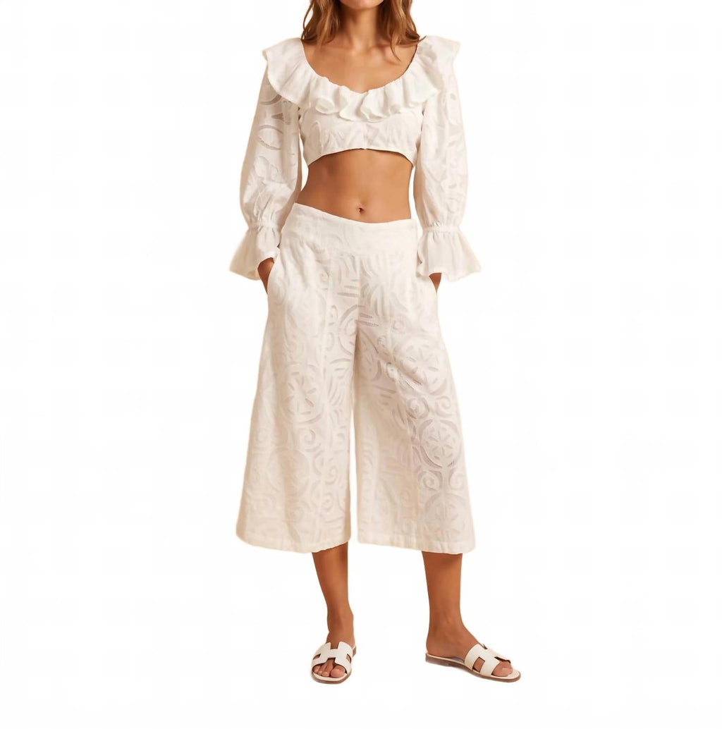 Emily Culotte-Style Pants In White