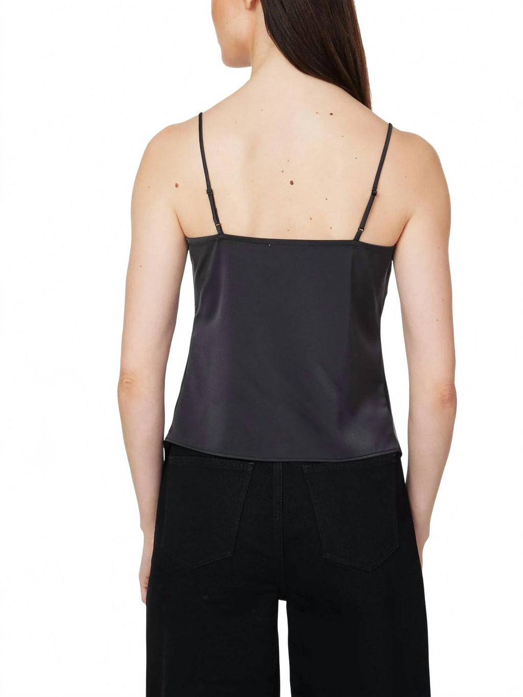 Satin Cowl Cami Top In Jet Black