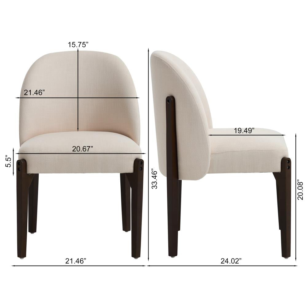 Farmhouse Dining Chair Pair with Comfortable Upholstered Seating