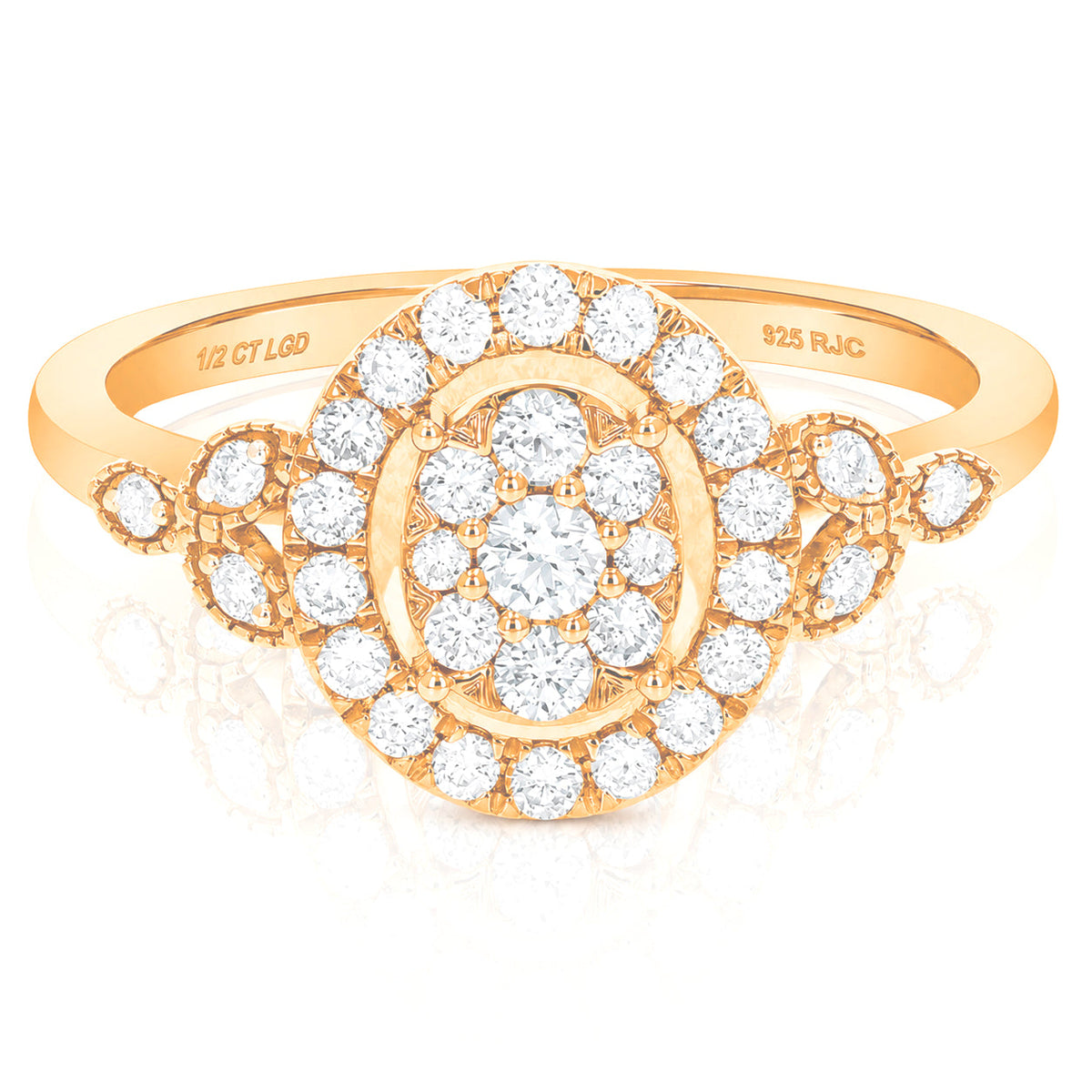 1/2 cttw Lab Grown Diamond Ring in Rose Gold Plated Silver For Women