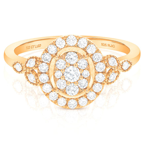 1/2 cttw Lab Grown Diamond Ring in Rose Gold Plated Silver For Women