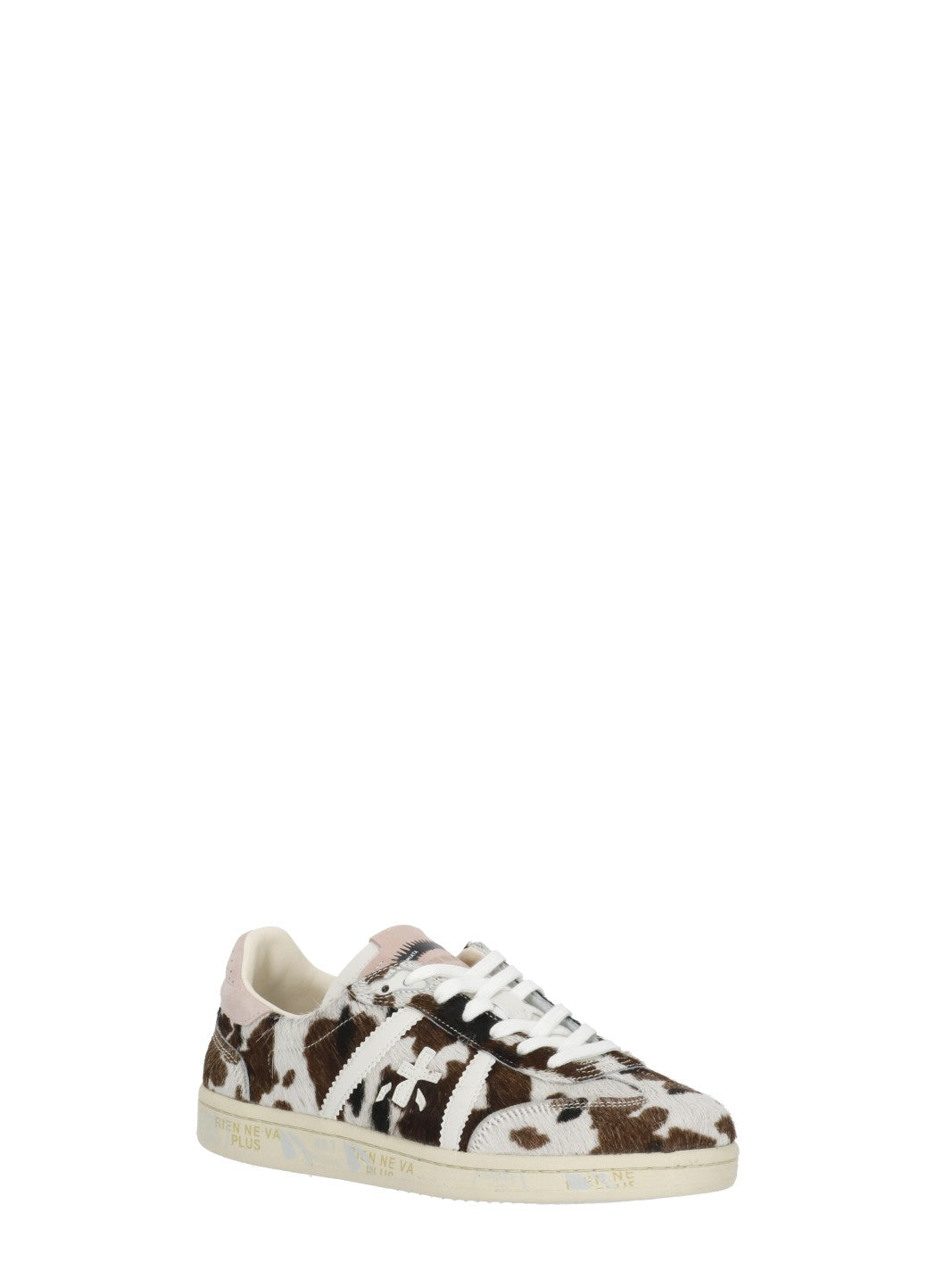 Ivory Bonnied 8577 Cowhide Design Leather Low-Top Sneakers