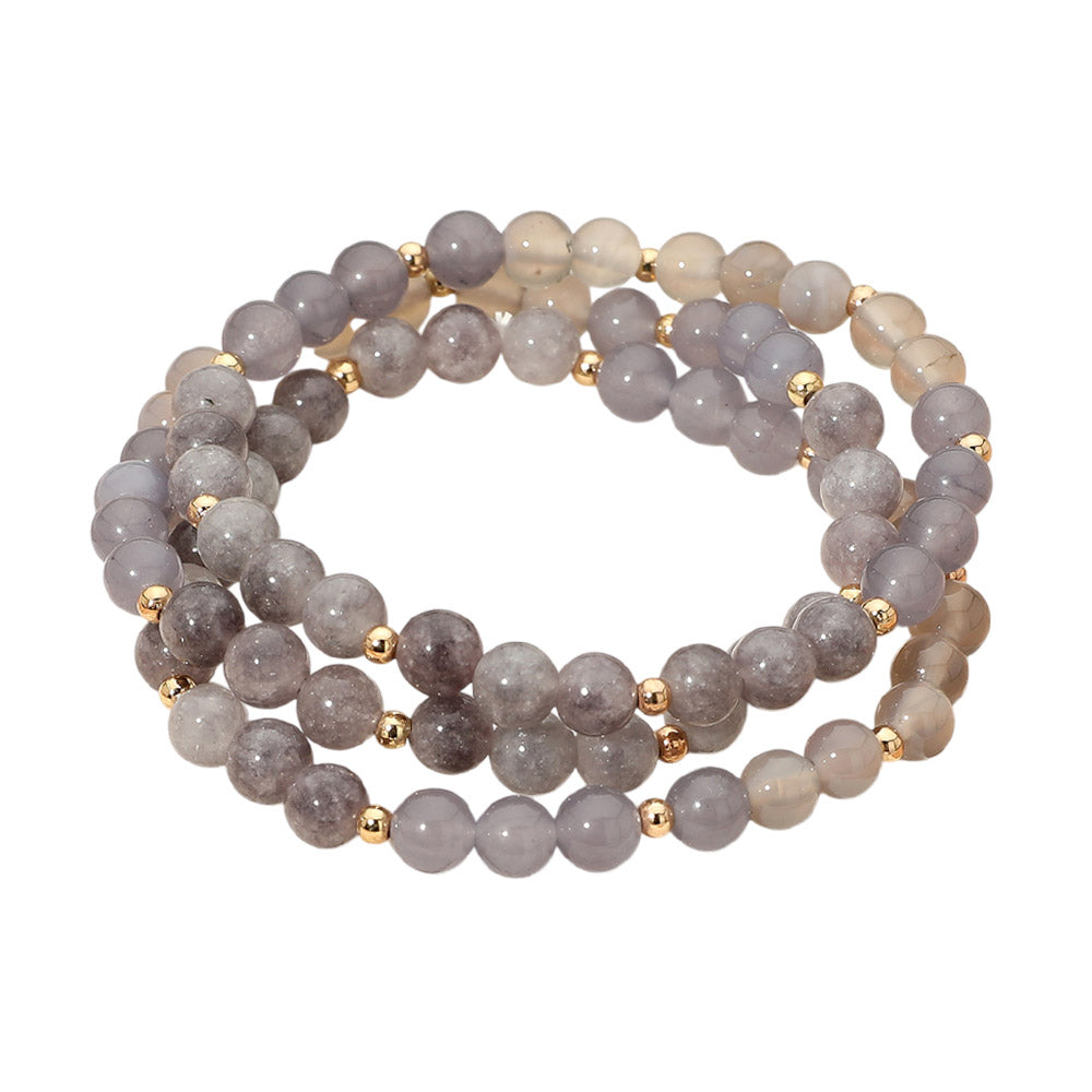 3PCS - Round Beaded Stretch Multi Layered Bracelets