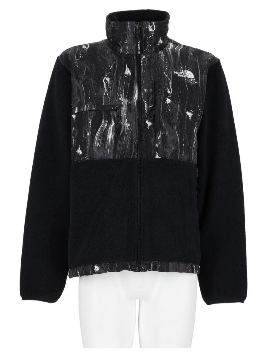 Black Marbled High Collar Jacket