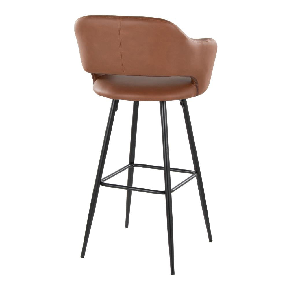 Contemporary Faux Leather Barstools with Armrests