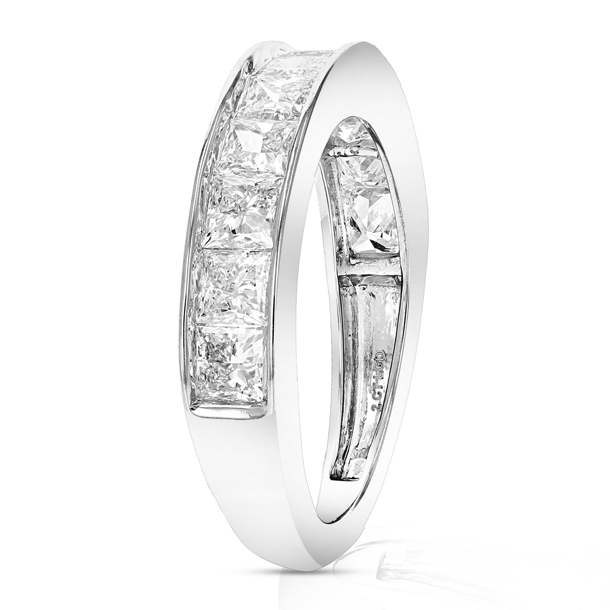 2 cttw Princess Lab Grown Diamond Wedding Band in 14K White Gold For Women
