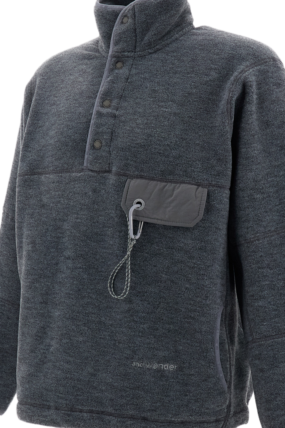 Grey Wool-Blend Fleece High-Neck Pullover