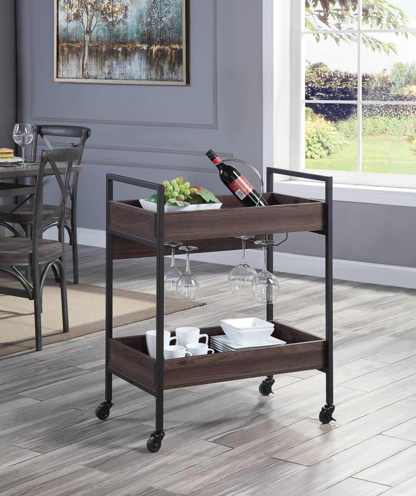 Modern Serving Cart with Open Storage Shelves
