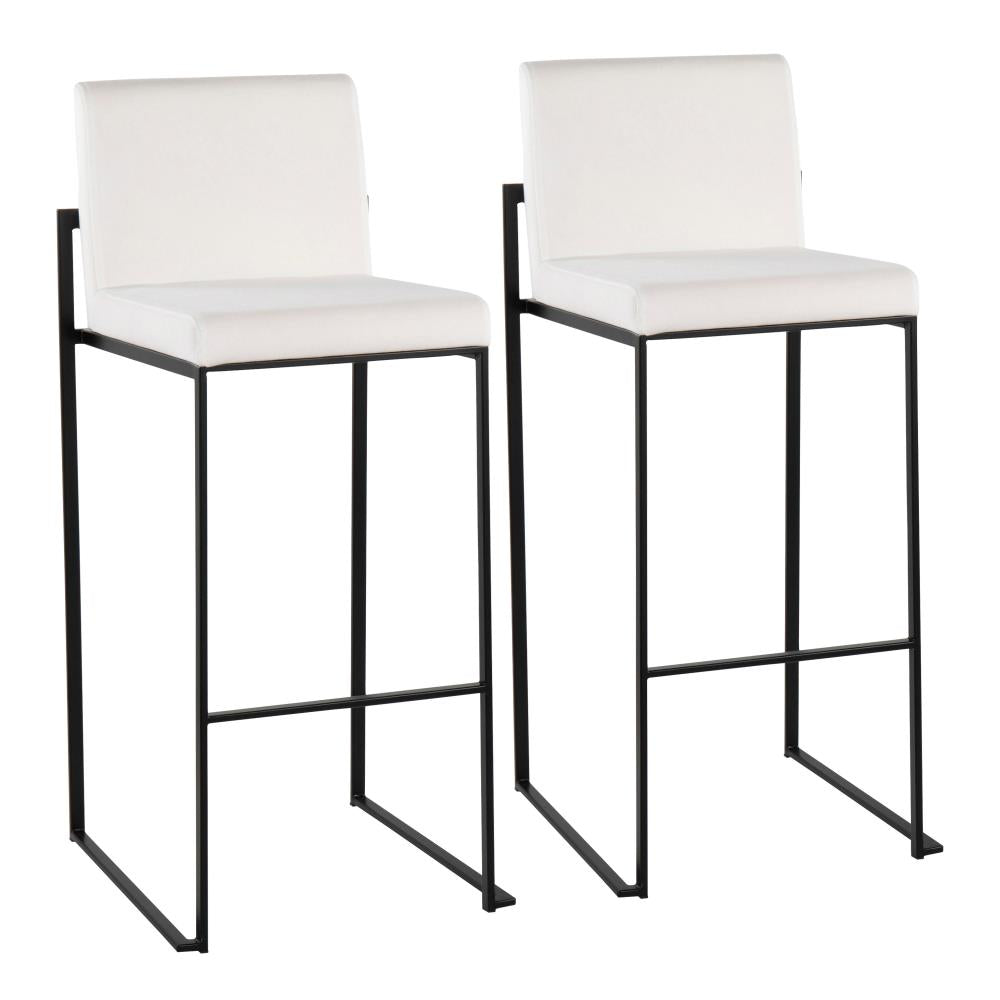 Contemporary Velvet Barstools with High Padded Backrests