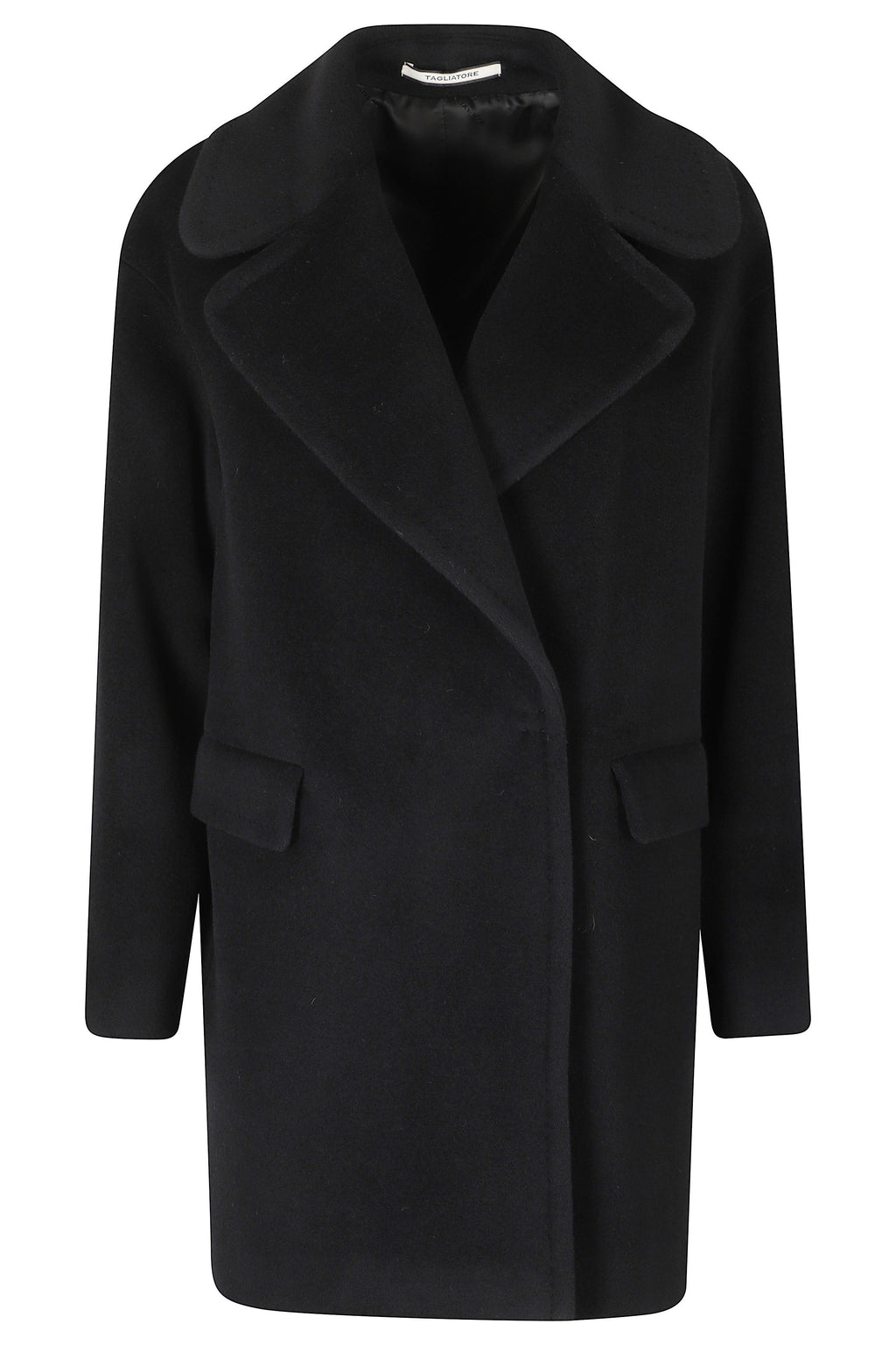Double-Breasted Black Virgin Wool Coat With Removable Belt