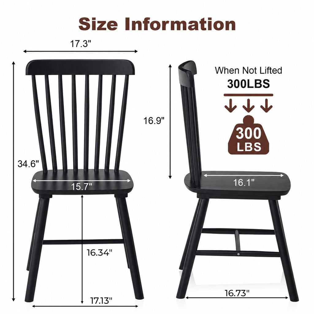 Rubberwood Frame Dining Chair Pair