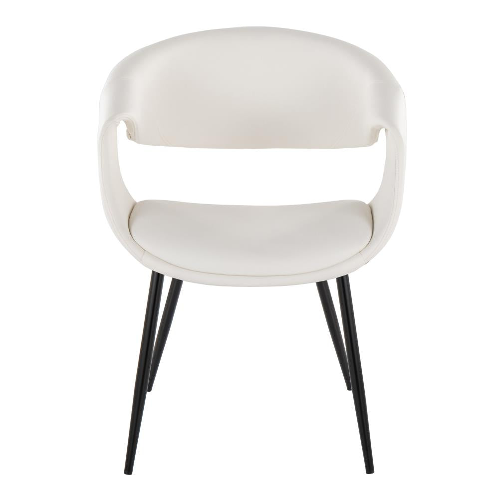 Set of 2 Modern Side Chairs with Padded Faux Leather Seats and Minimalist Metal Frames