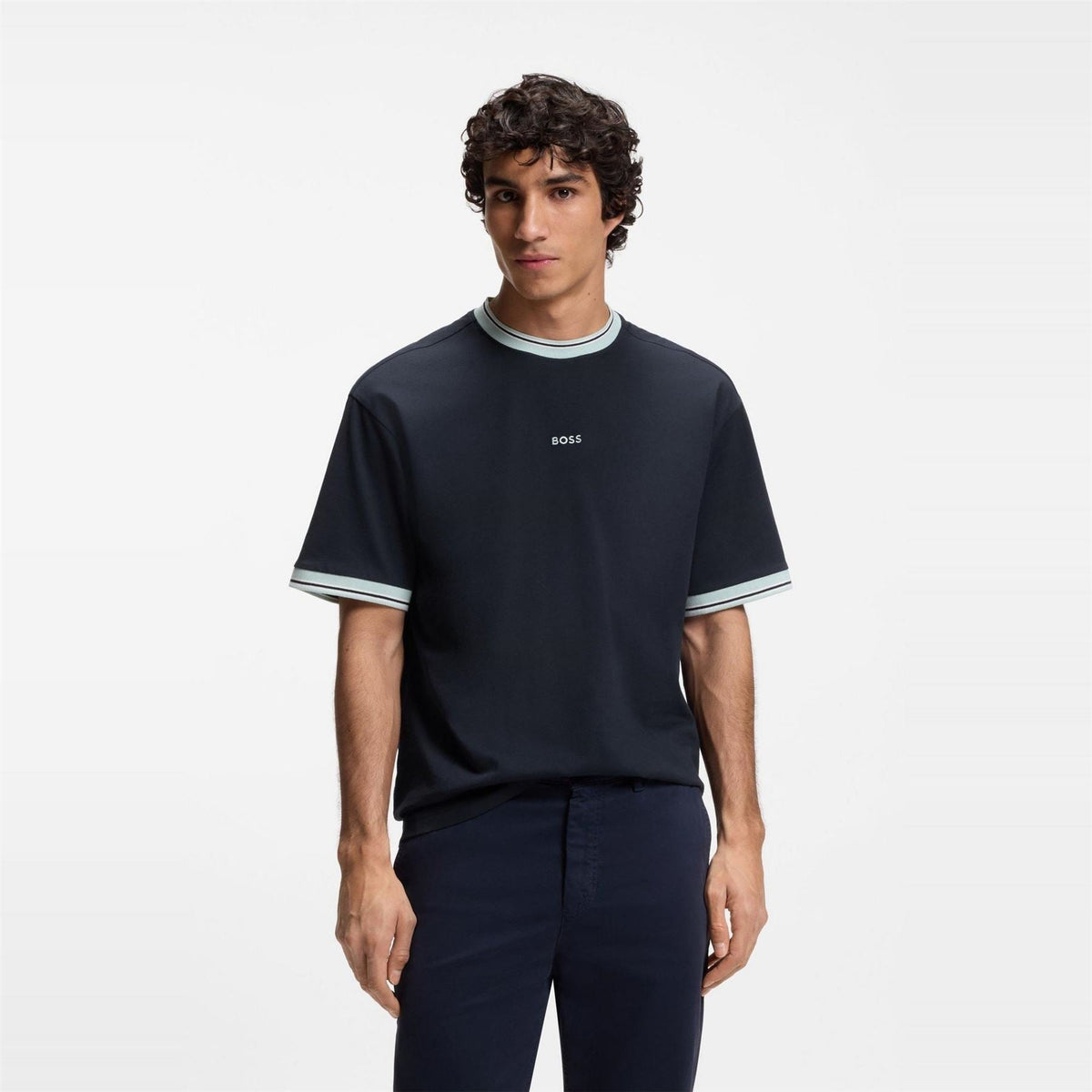 Boss Wordmark Printed Logo Crew Neck Short Sleeve T-Shirt