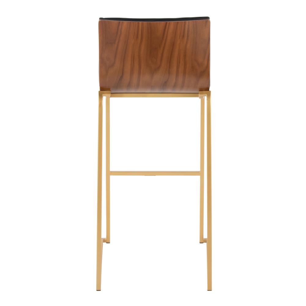 Faux Leather Barstools with Supportive Wooden Backrests