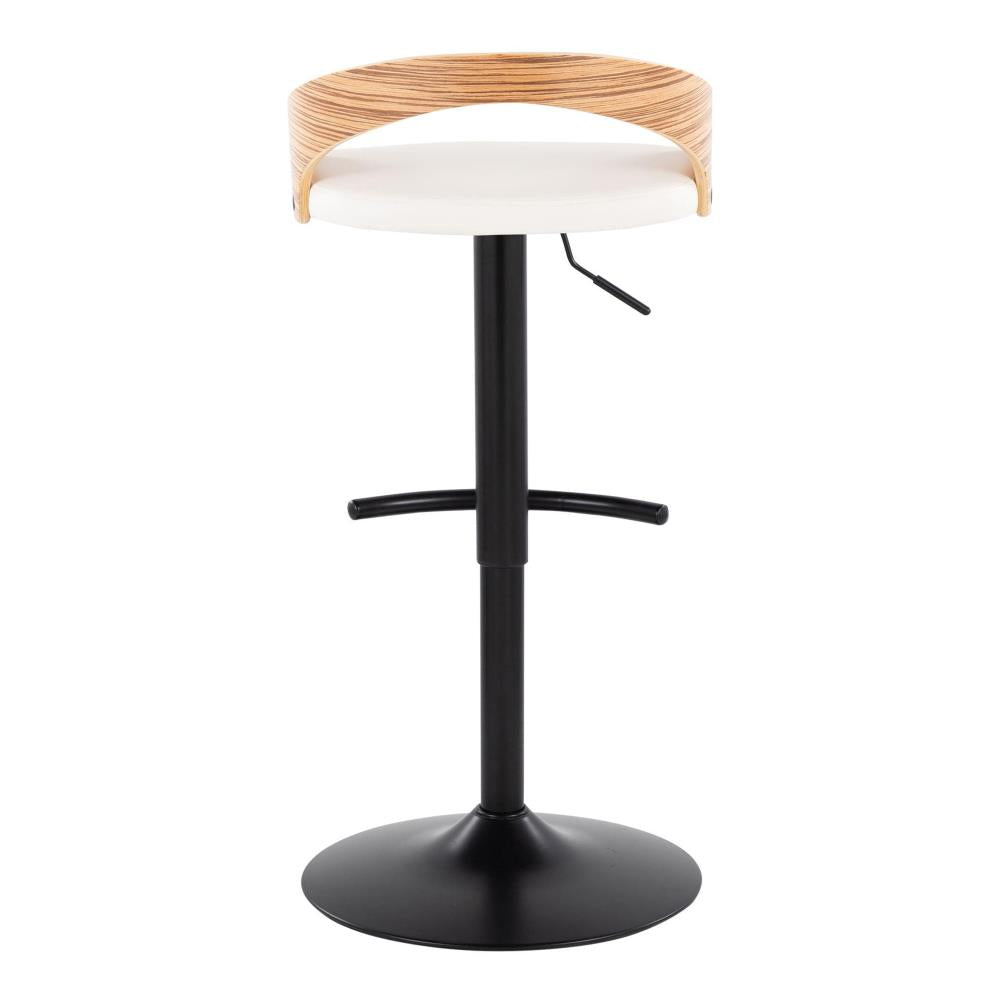 Modern Adjustable Bar Chairs with Decorative Wood Details and Sturdy Metal Bases