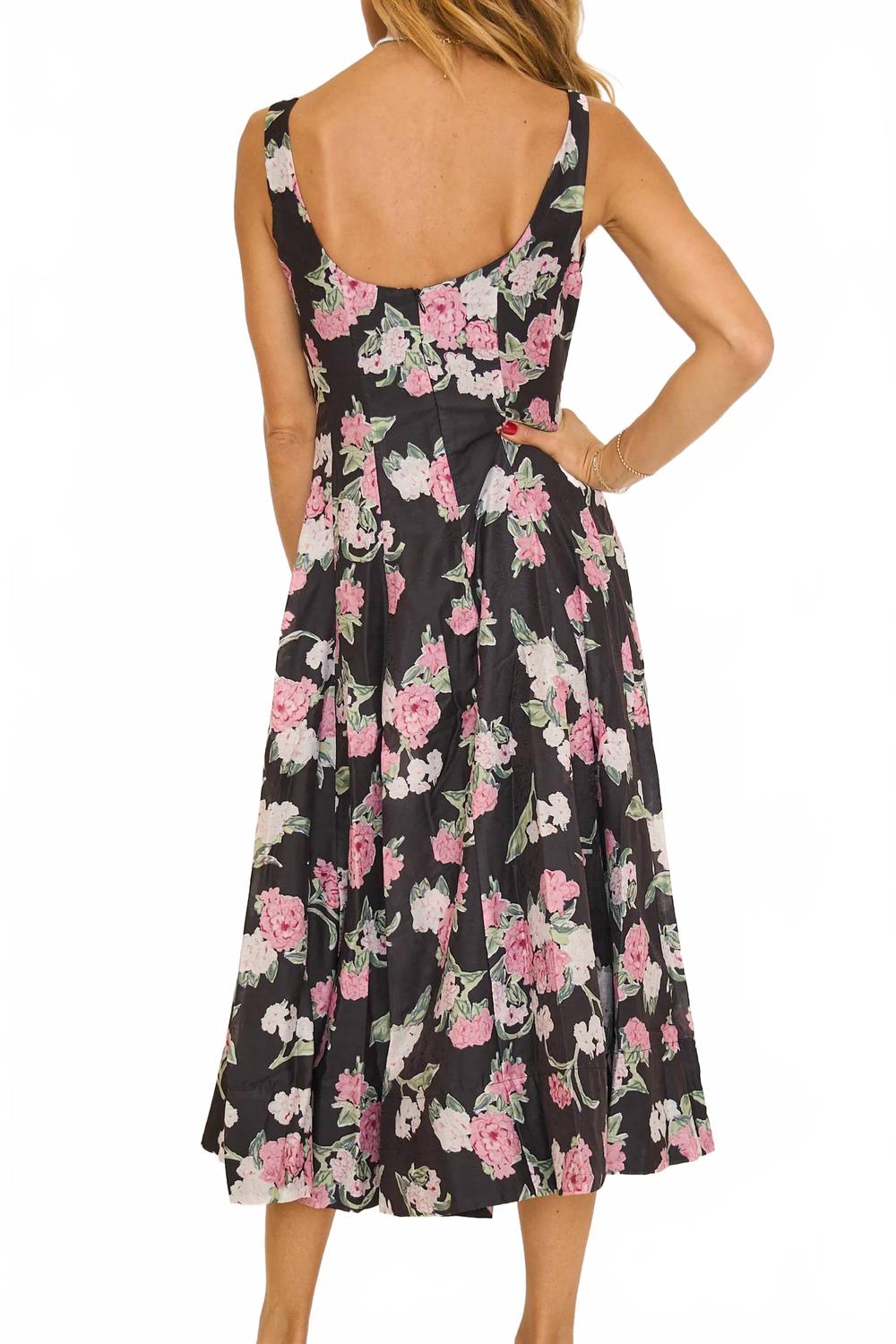 India Midi Dress In Black/ Pink