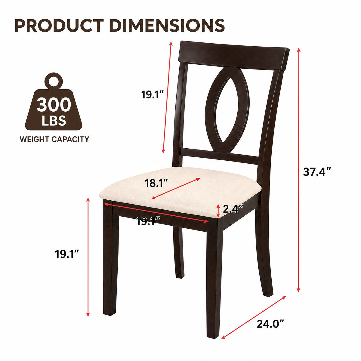 Rubberwood Dining Chairs with Upholstered Cushions